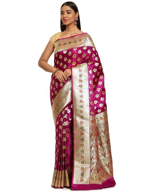 zari work banarasi saree with blouse - 17748428 - Very Small Image - 1