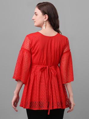 bell sleeved dobby top - 17748599 - Standard Image - 3