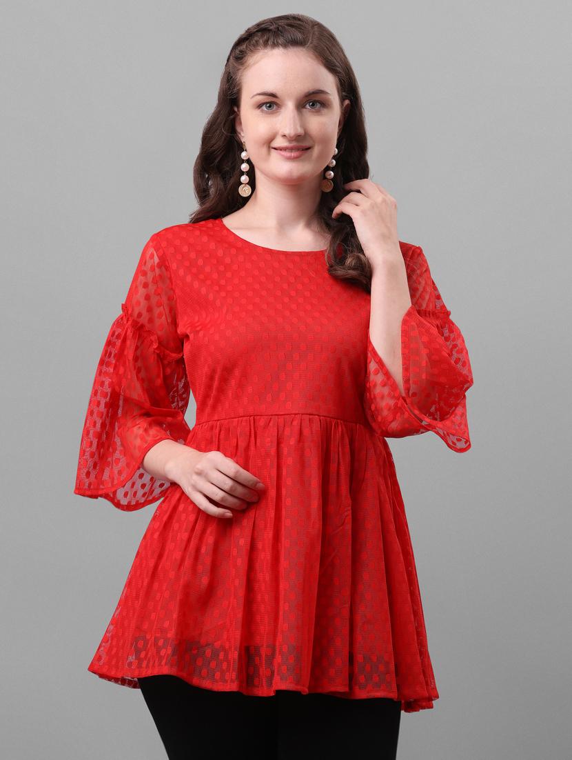 bell sleeved dobby top - 17748599 - Zoom Image - 1