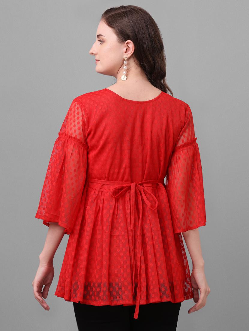 bell sleeved dobby top - 17748599 - Zoom Image - 3