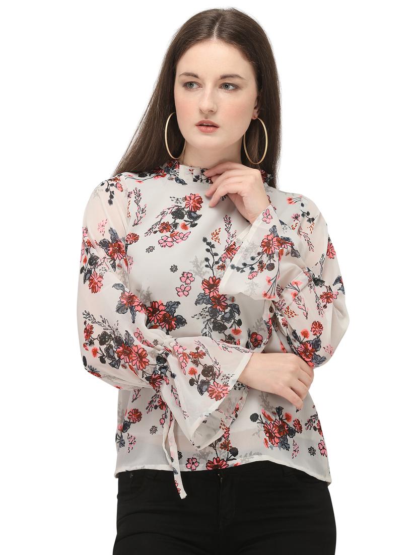 bell sleeved floral top - 17748611 - Zoom Image - 1