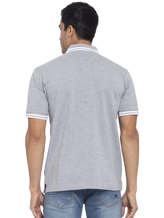 grey solid polo t-shirt - 17749282 - Zoom Image - 3
