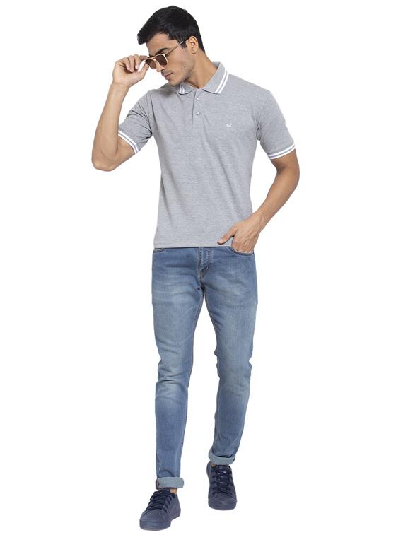 grey solid polo t-shirt - 17749282 - Zoom Image - 4