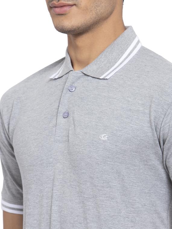 grey solid polo t-shirt - 17749282 - Zoom Image - 5