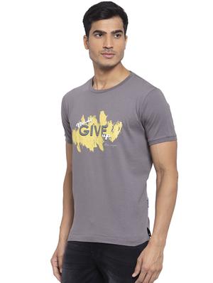 grey chest print t-shirt - 17749291 - Standard Image - 2