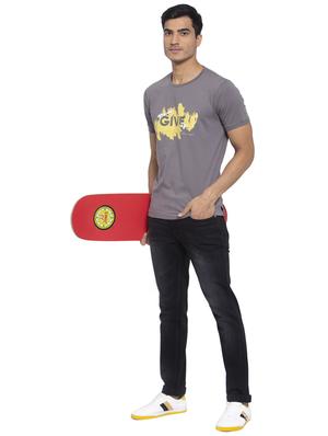 grey chest print t-shirt - 17749291 - Standard Image - 4
