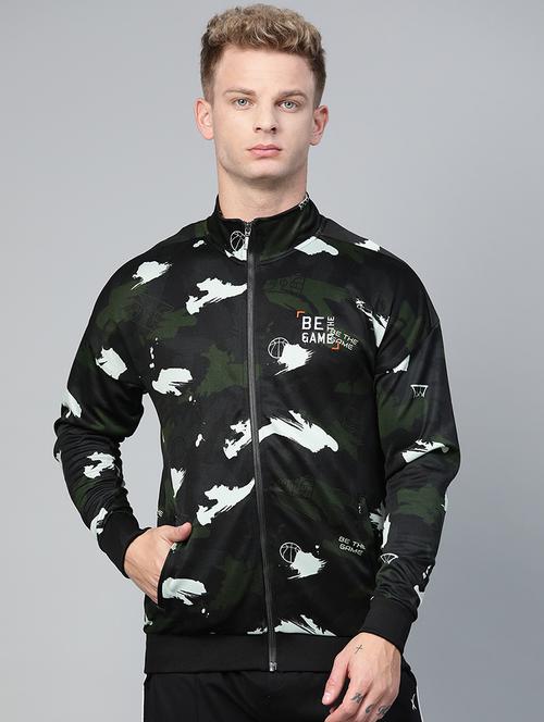 black camouflage printed casual jacket - 17749689 - Standard Image - 1