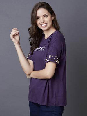 purple cotton aline tee - 17750014 - Standard Image - 2