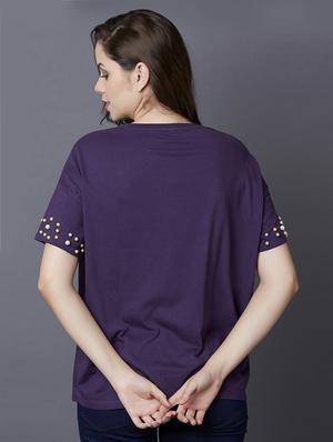 purple cotton aline tee - 17750014 - Standard Image - 3