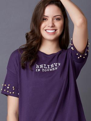 purple cotton aline tee - 17750014 - Standard Image - 5