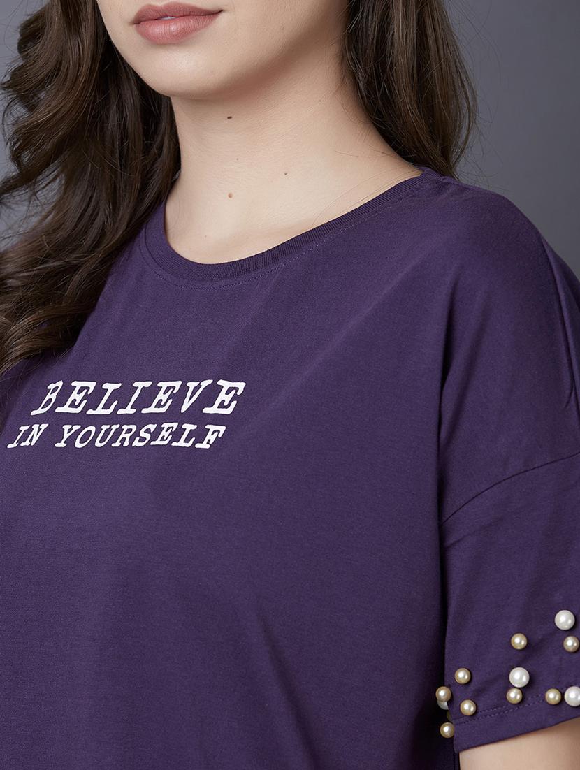 purple cotton aline tee - 17750014 - Zoom Image - 6