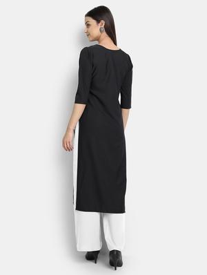 black printed straight kurta - 17750176 - Standard Image - 3