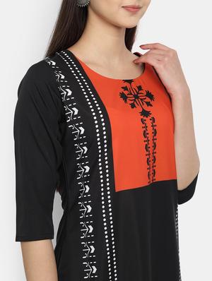 black printed straight kurta - 17750176 - Standard Image - 4