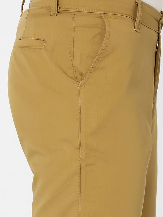 khaki solid flat front casual trouser - 17750253 - Zoom Image - 4
