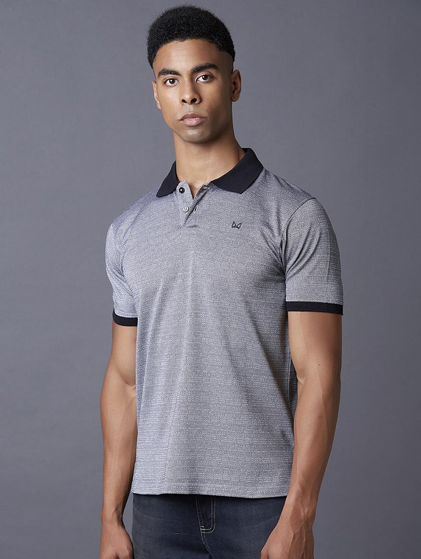 grey jacquard polo t-shirt - 17750346 - Zoom Image - 1