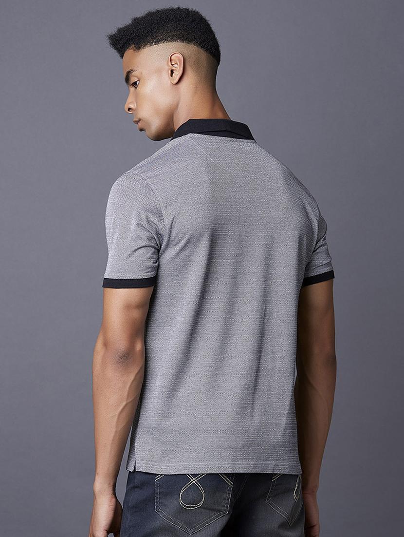 grey jacquard polo t-shirt - 17750346 - Zoom Image - 2