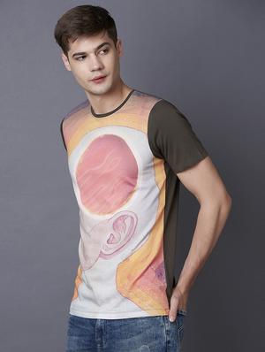 olive green printed t-shirt - 17750352 - Standard Image - 2