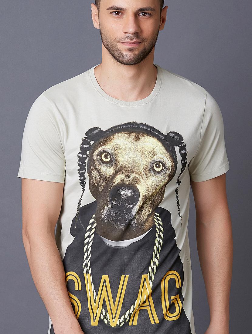 grey printed t-shirt - 17750405 - Zoom Image - 4