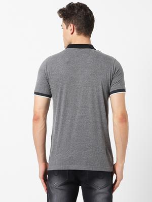 grey color block polo t-shirt - 17750447 - Standard Image - 2