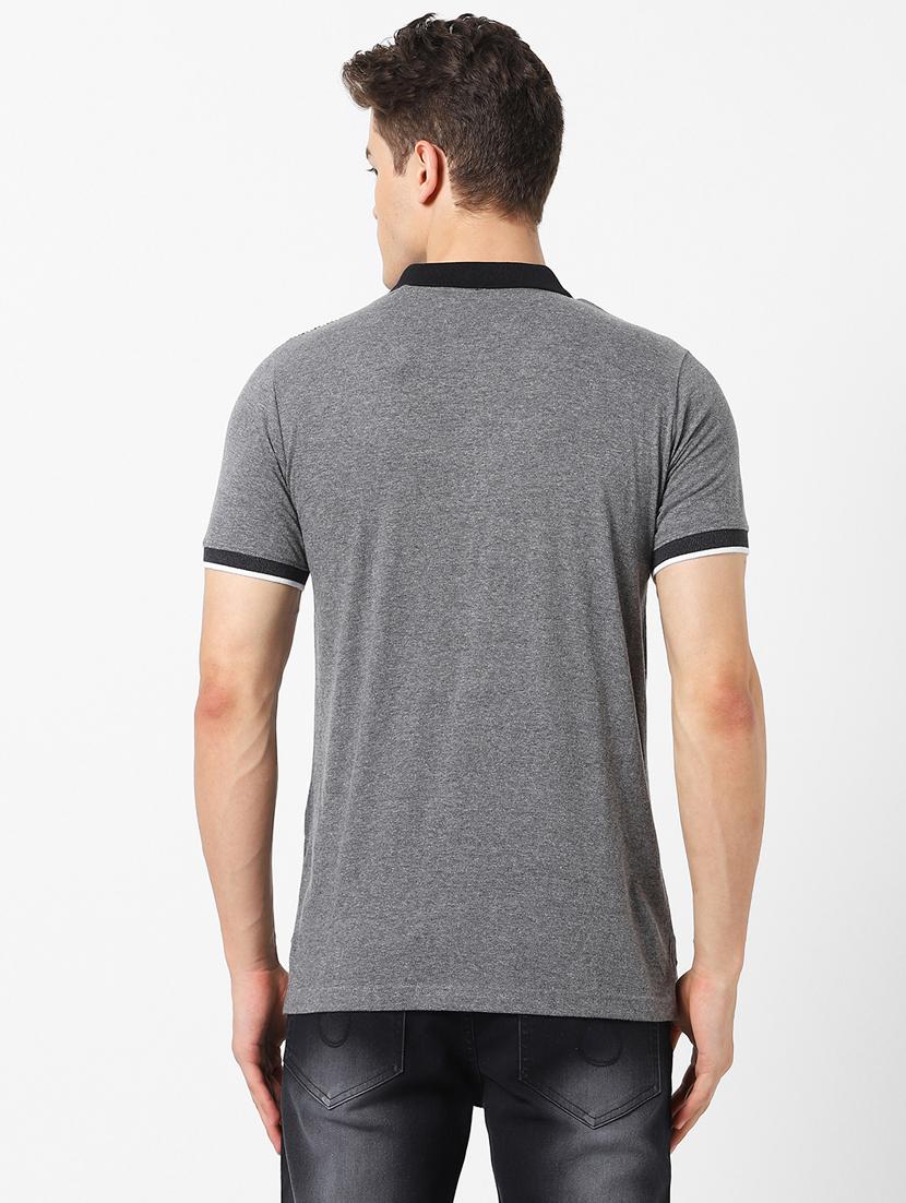 grey color block polo t-shirt - 17750447 - Zoom Image - 2