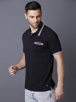 black solid polo t-shirt - 17750449 - Standard Image - 2