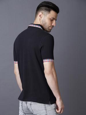black solid polo t-shirt - 17750449 - Standard Image - 3