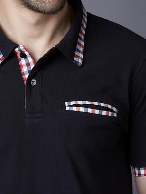 black solid polo t-shirt - 17750449 - Standard Image - 5