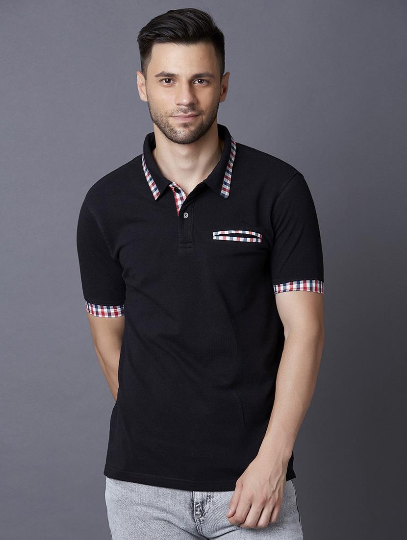 black solid polo t-shirt - 17750449 - Zoom Image - 1