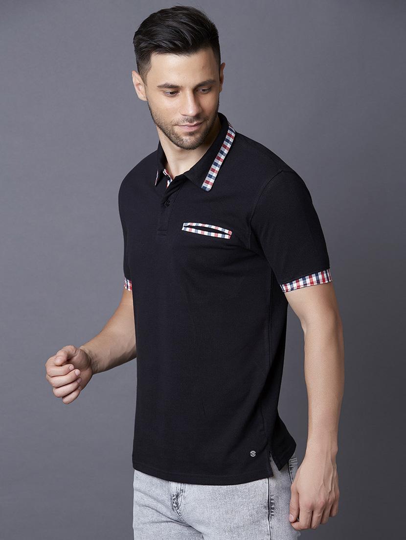 black solid polo t-shirt - 17750449 - Zoom Image - 2