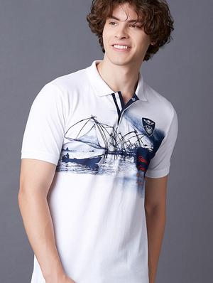 white printed polo t-shirt - 17750489 - Standard Image - 4