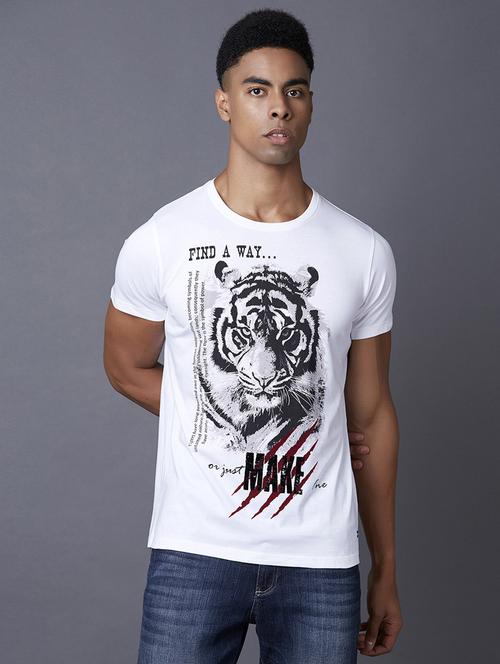white printed t-shirt - 17750505 - Standard Image - 1
