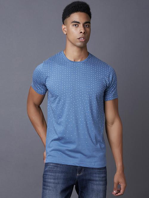 blue printed t-shirt - 17750526 - Standard Image - 1