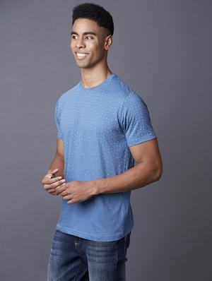 blue printed t-shirt - 17750526 - Standard Image - 2