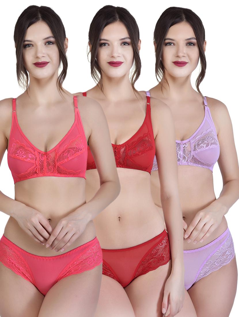 multi colored net bras and panty set - 17750809 - Zoom Image - 1