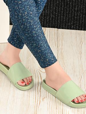 green mesh slides flip flops - 17750926 - Standard Image - 6
