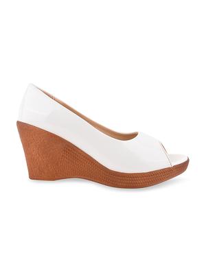 white synthetic platforms pumps - 17750981 - Standard Image - 2