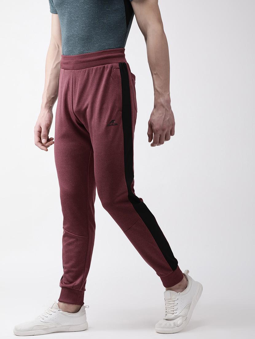 maroon side taped full length track pant - 17751804 - Zoom Image - 2