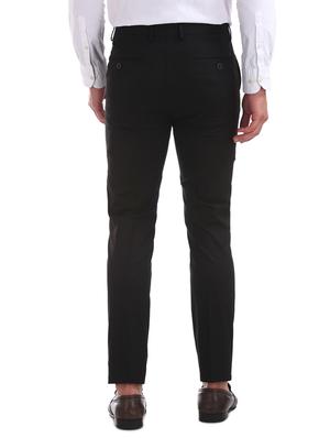 black solid flat front formal trouser - 17752229 - Standard Image - 3