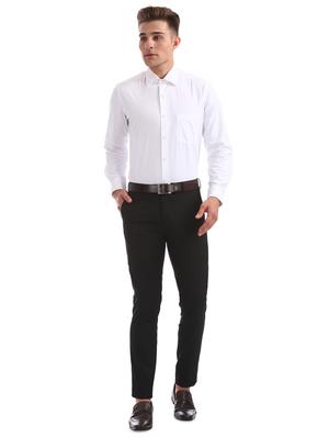 black solid flat front formal trouser - 17752229 - Standard Image - 4