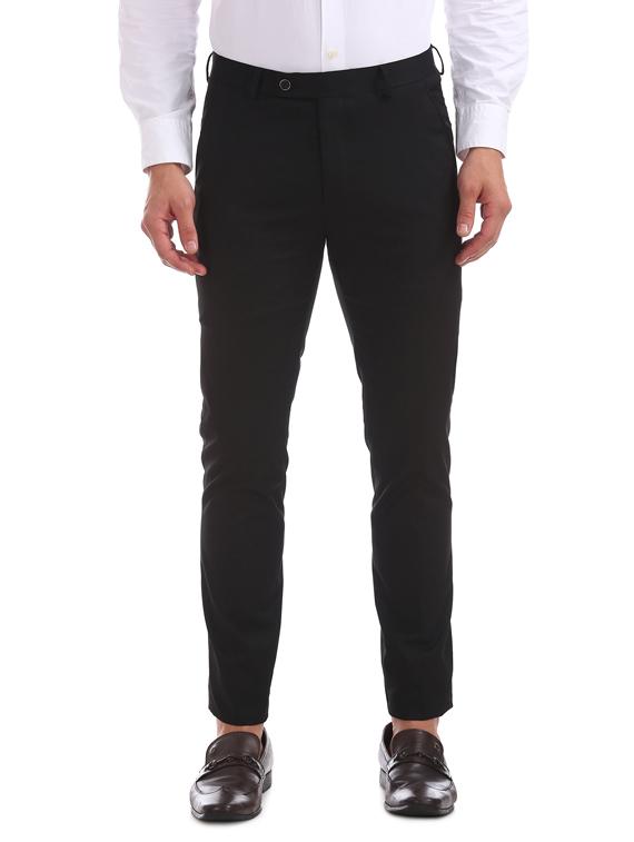black solid flat front formal trouser - 17752229 - Zoom Image - 1