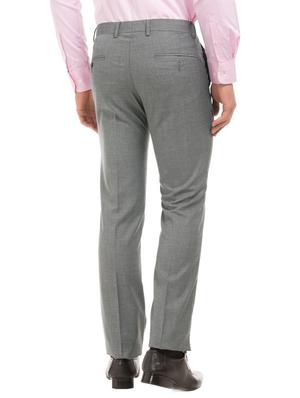 grey solid flat front formal trouser - 17752232 - Standard Image - 3