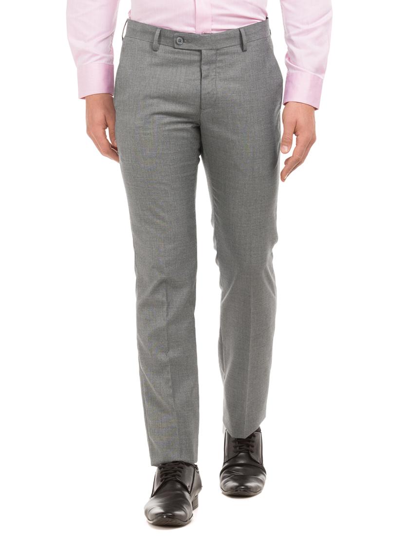 grey solid flat front formal trouser - 17752232 - Zoom Image - 1