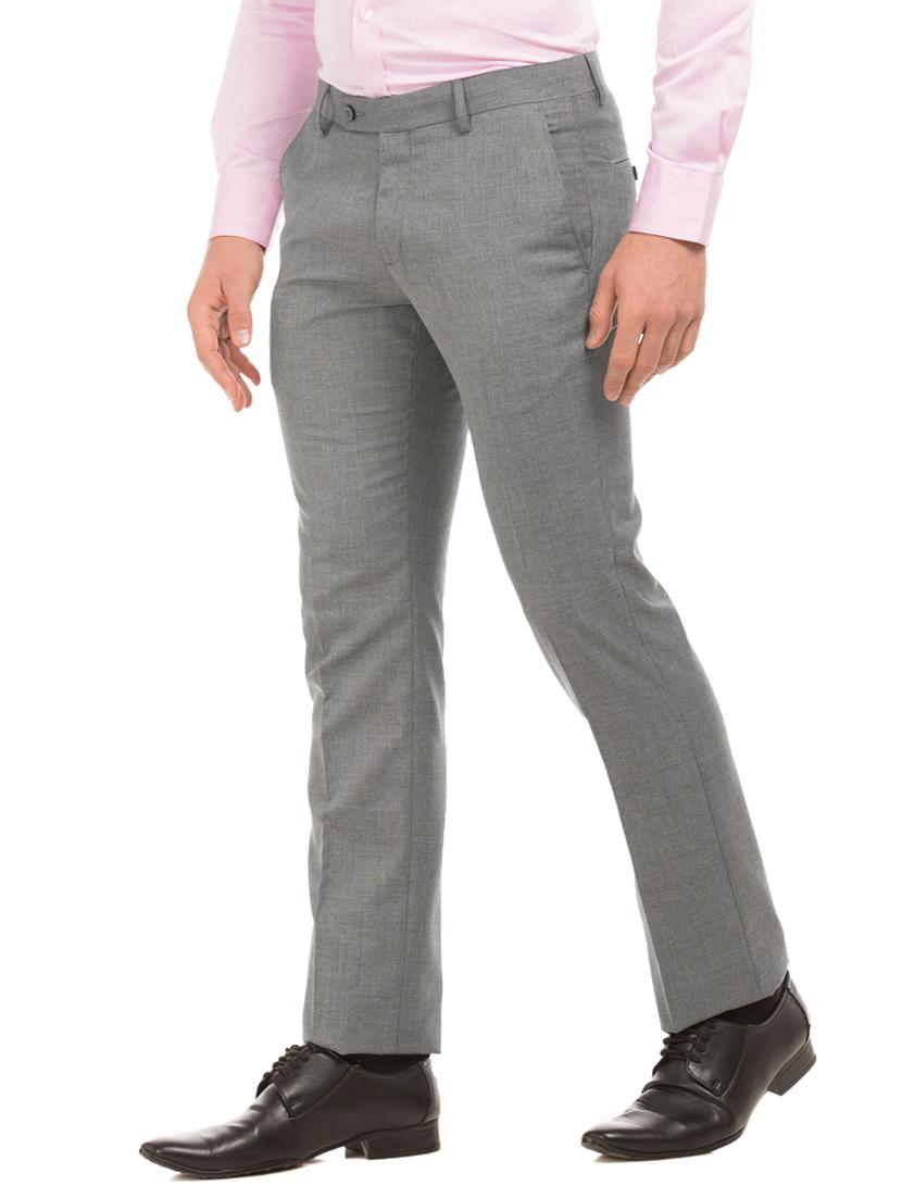 grey solid flat front formal trouser - 17752232 - Zoom Image - 2
