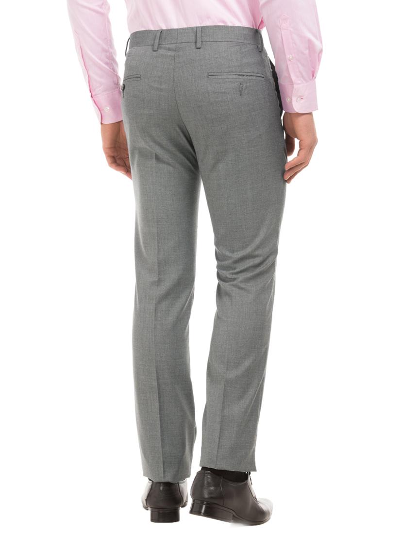 grey solid flat front formal trouser - 17752232 - Zoom Image - 3