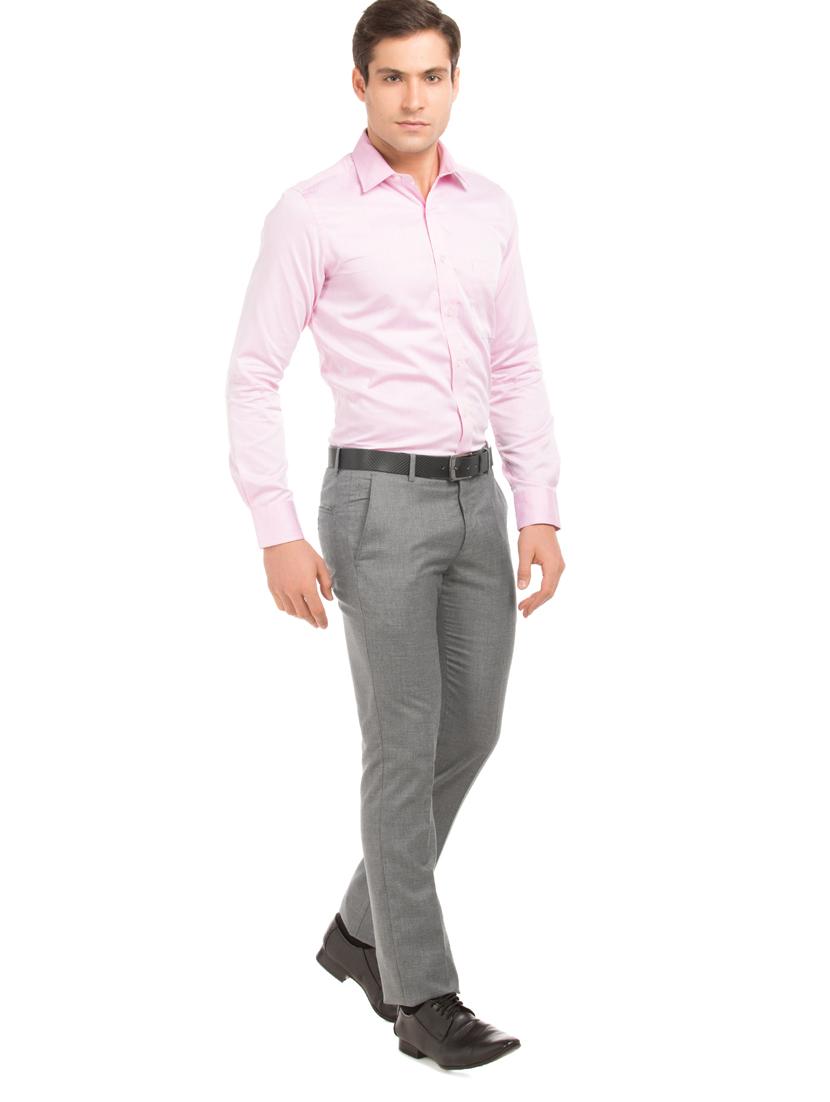 grey solid flat front formal trouser - 17752232 - Zoom Image - 4