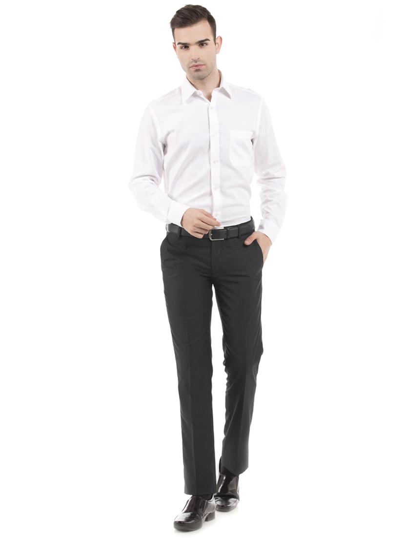 black solid flat front formal trouser - 17752235 - Zoom Image - 4
