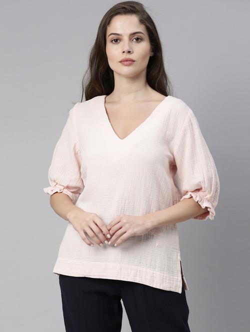 pink cotton a line top - 17752461 - Standard Image - 1