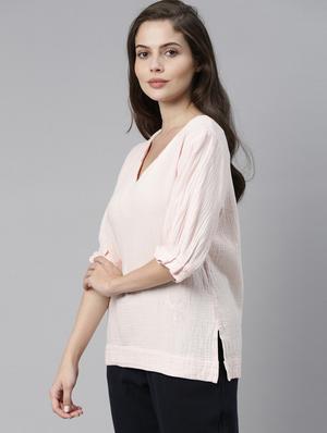 pink cotton a line top - 17752461 - Standard Image - 2