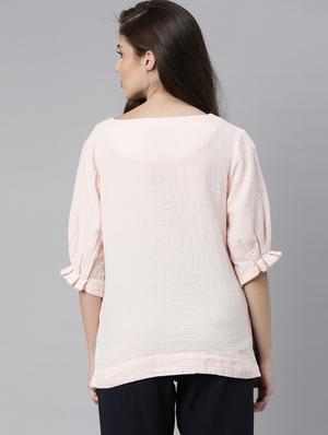 pink cotton a line top - 17752461 - Standard Image - 3