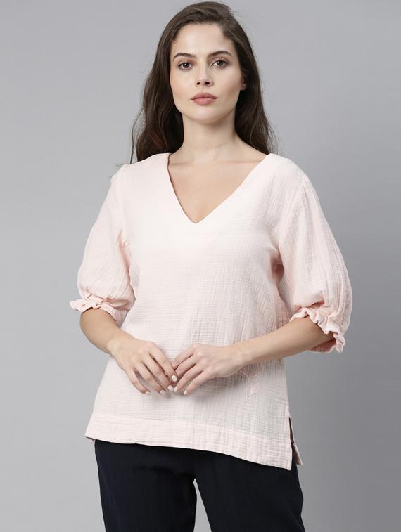 pink cotton a line top - 17752461 - Zoom Image - 1